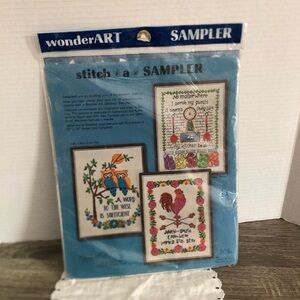 Vtg WonderART Rooster Stitch Sampler Kit